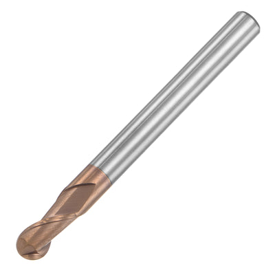 Harfington Uxcell 3mm Radius 100mm Long HRC55 Carbide AlTiSin Coated 2 Flute Ball Nose End Mill