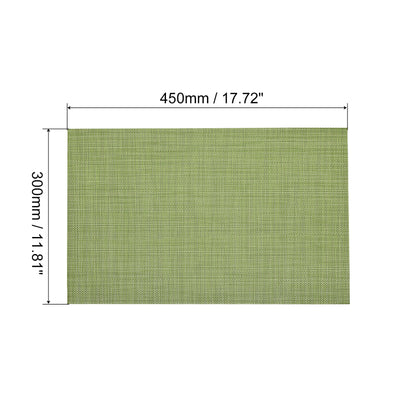 Harfington Uxcell Place Mats 450x300mm Table Mats Set of 8 PVC Washable Woven Placemat Grass Green