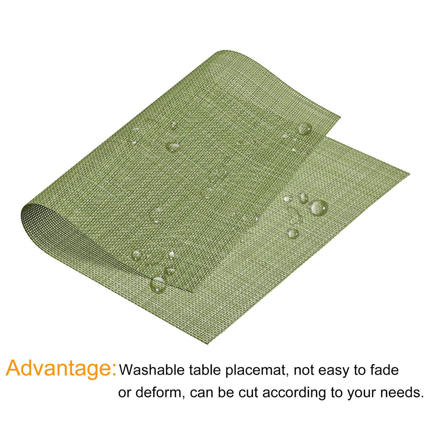 uxcell Uxcell Place Mats 450x300mm Table Mats Set of 2 PVC Washable Woven Placemat Grass Green