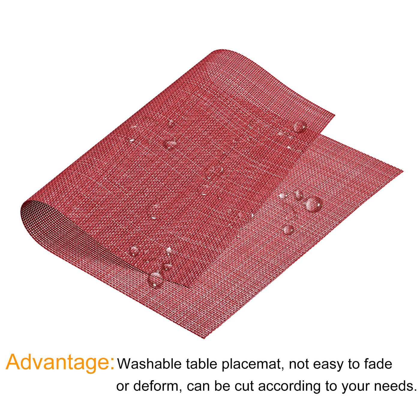 uxcell Uxcell Place Mats, 450x300mm Table Mats Set of 6 PVC Washable Woven Placemat Red