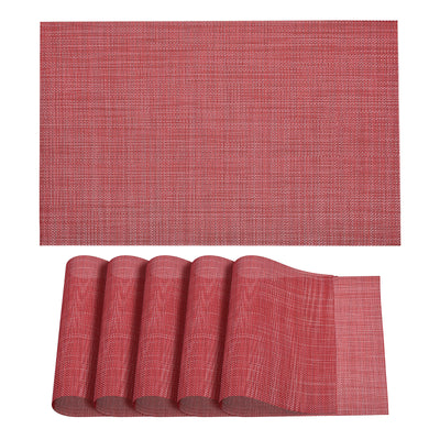 Harfington Uxcell Place Mats, 450x300mm Table Mats Set of 6 PVC Washable Woven Placemat Red