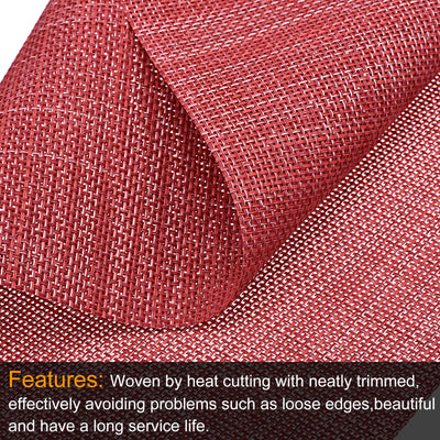 Harfington Uxcell Place Mats, 450x300mm Table Mats Set of 8 PVC Washable Woven Placemat Red