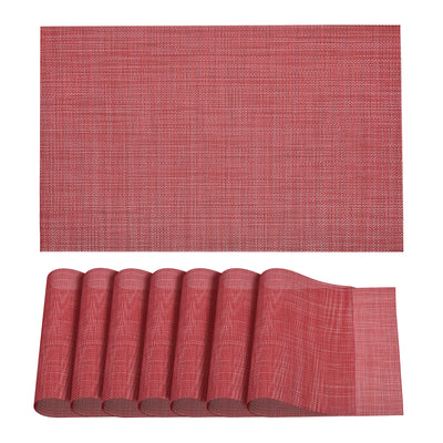 Harfington Uxcell Place Mats, 450x300mm Table Mats Set of 8 PVC Washable Woven Placemat Red