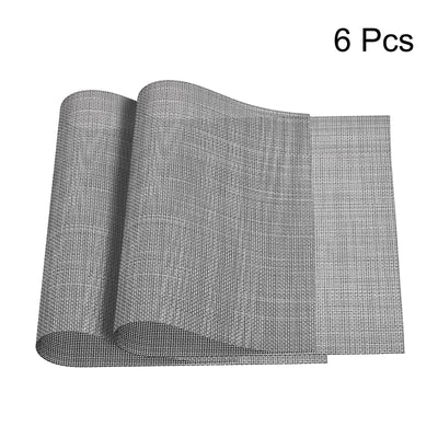 Harfington Uxcell Place Mats, 450x300mm Table Mats Set of 6 PVC Washable Woven Placemat Gray