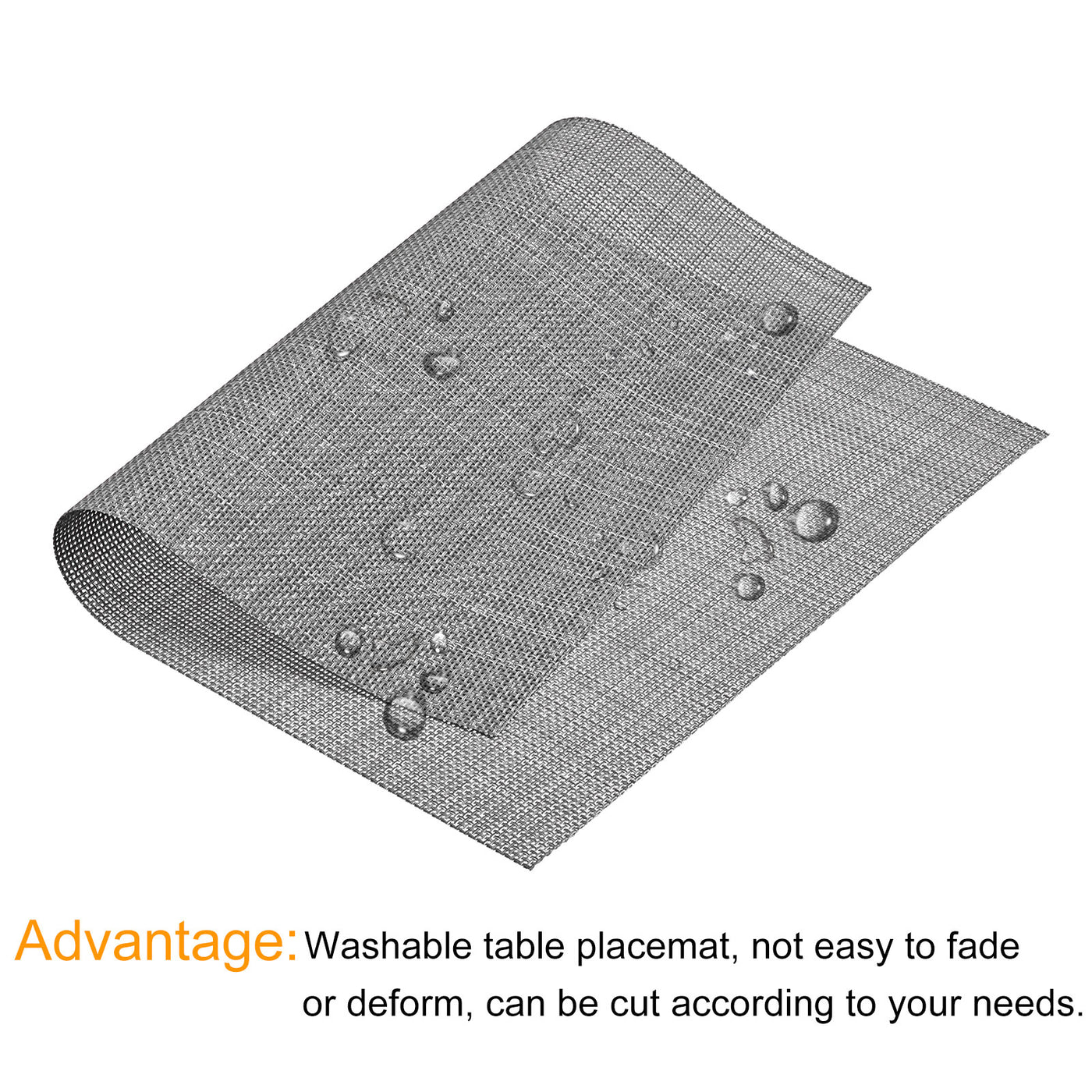 uxcell Uxcell Place Mats, 450x300mm Table Mats Set of 6 PVC Washable Woven Placemat Gray