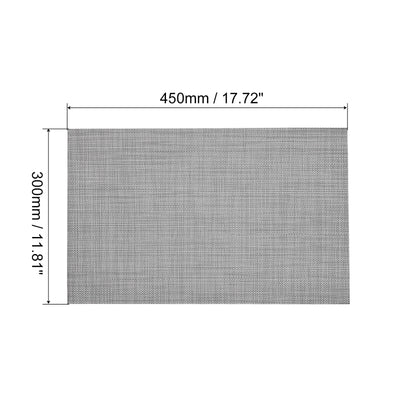 Harfington Uxcell Place Mats, 450x300mm Table Mats Set of 8 PVC Washable Woven Placemat Gray