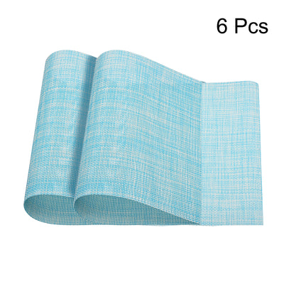 Harfington Uxcell Place Mats, 450x300mm Table Mats Set of 6 PVC Washable Woven Placemat Blue