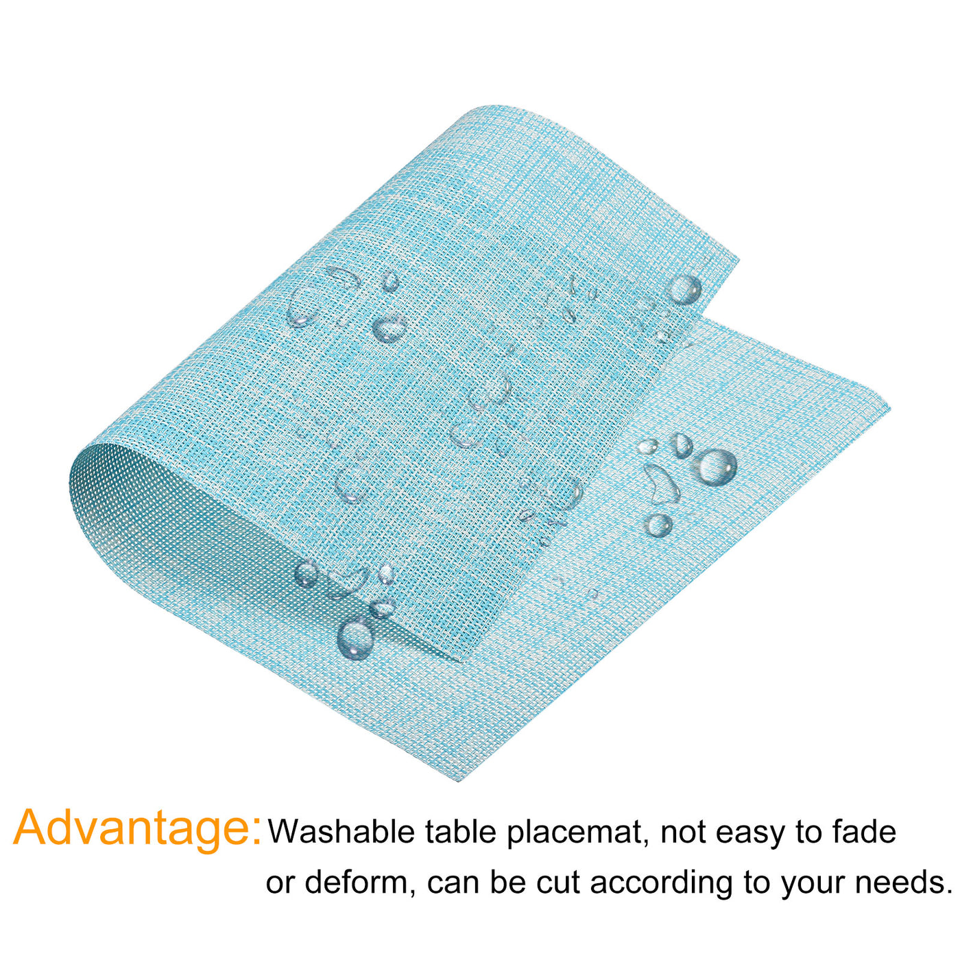 uxcell Uxcell Place Mats, 450x300mm Table Mats Set of 6 PVC Washable Woven Placemat Blue
