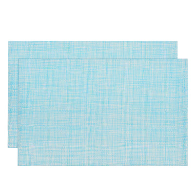 Harfington Uxcell Place Mats, 450x300mm Table Mats Set of 2 PVC Washable Woven Placemat Blue