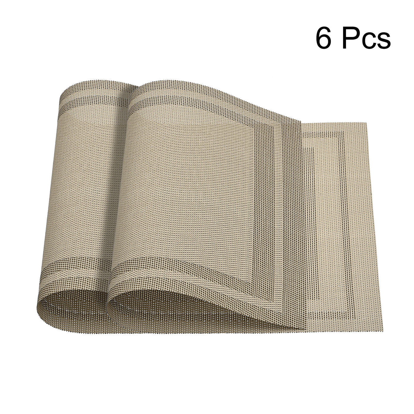 uxcell Uxcell Place Mats, 450x300mm Table Mats Set of 6 PVC Washable Woven Placemat Khaki