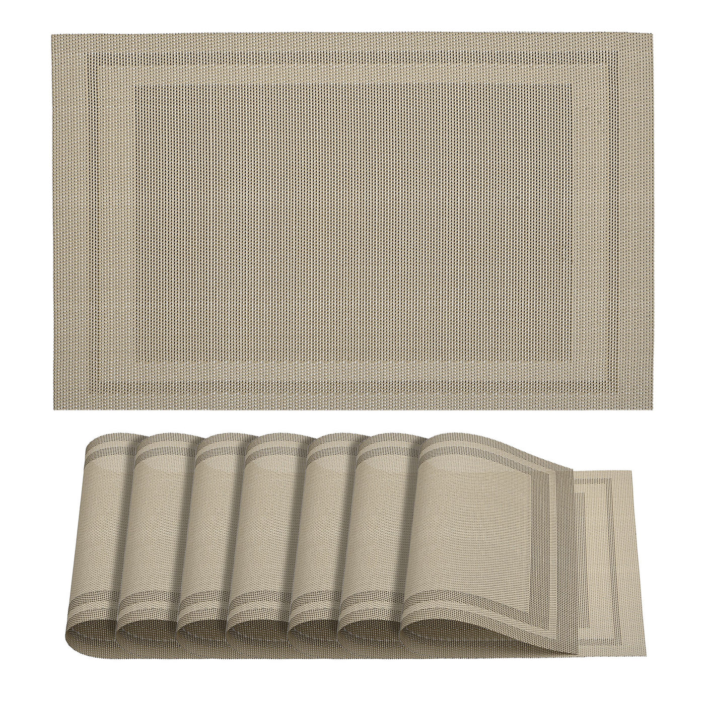 uxcell Uxcell Place Mats, 450x300mm Table Mats Set of 8 PVC Washable Woven Placemat Khaki