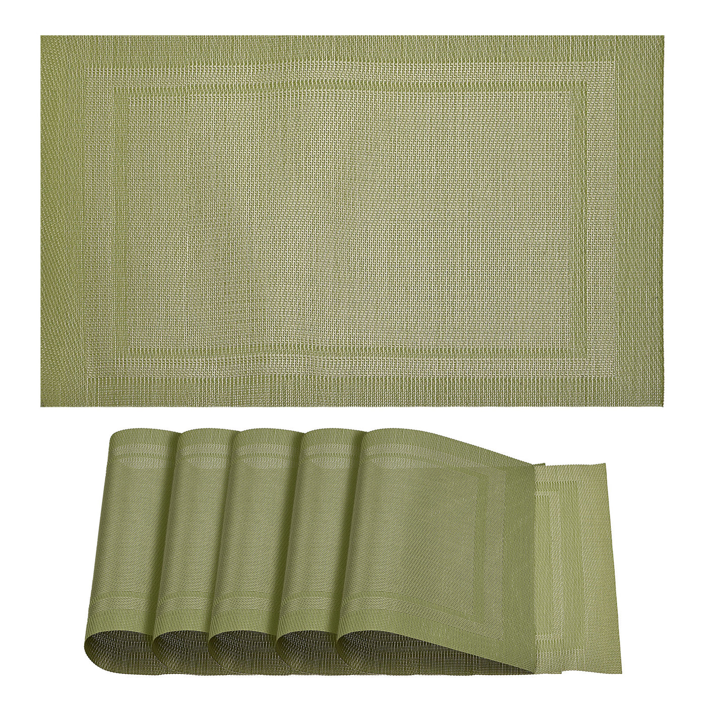 uxcell Uxcell Place Mats, 450x300mm Table Mats Set of 6 PVC Washable Woven Placemat Green