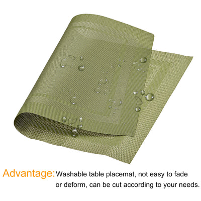 Harfington Uxcell Place Mats, 450x300mm Table Mats Set of 2 PVC Washable Woven Placemat Green