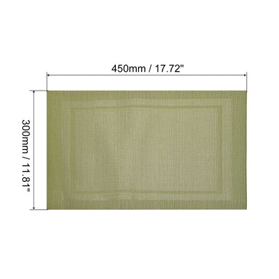 Harfington Uxcell Place Mats, 450x300mm Table Mats Set of 8 PVC Washable Woven Placemat Green