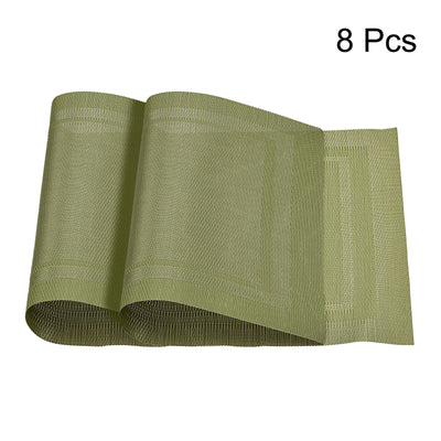 Harfington Uxcell Place Mats, 450x300mm Table Mats Set of 8 PVC Washable Woven Placemat Green