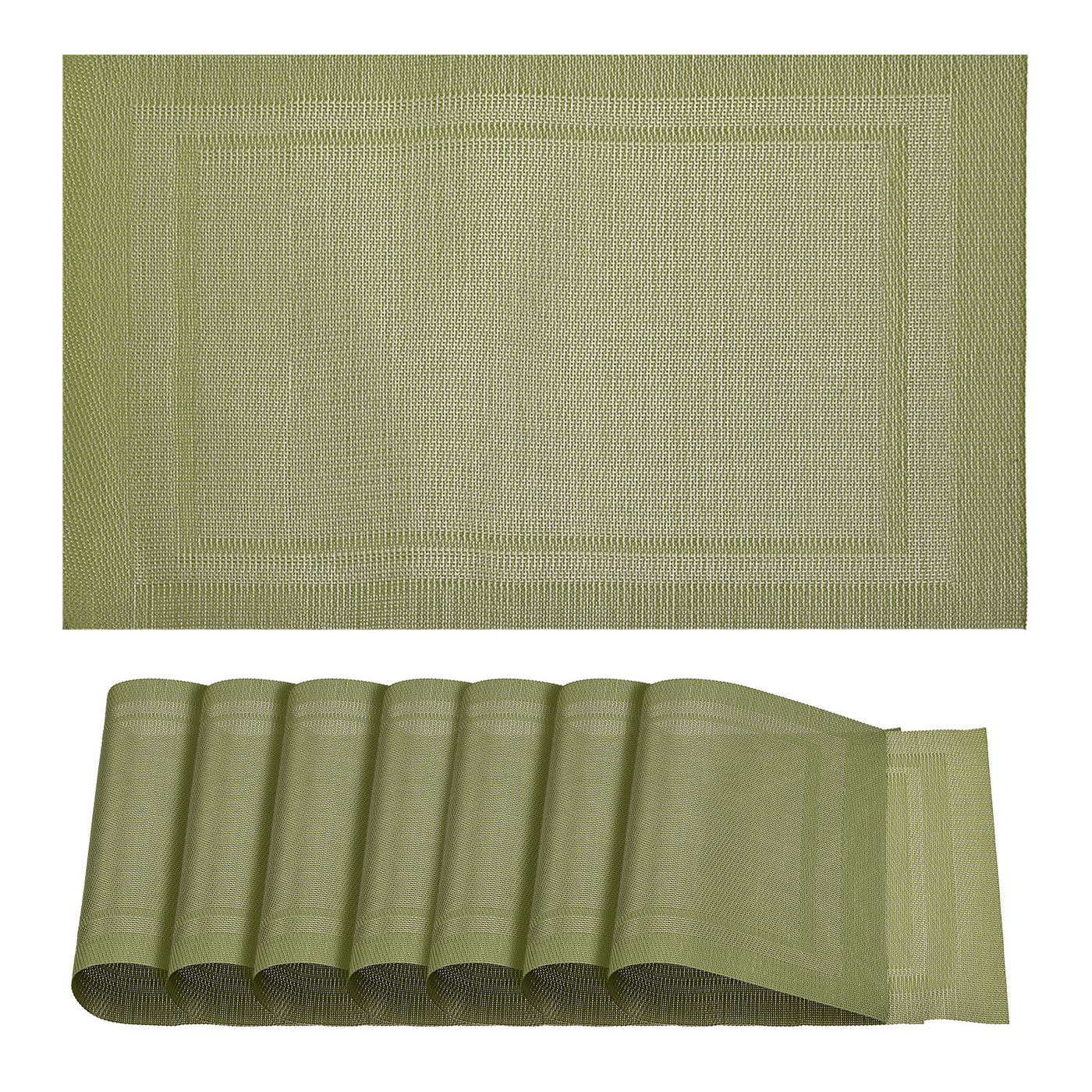 uxcell Uxcell Place Mats, 450x300mm Table Mats Set of 8 PVC Washable Woven Placemat Green