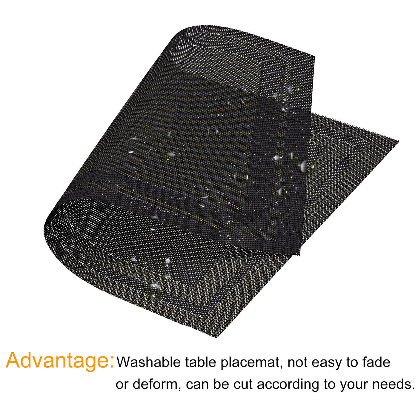 uxcell Uxcell Place Mats, 450x300mm Table Mats Set of 2 PVC Washable Woven Placemat Dark Gray