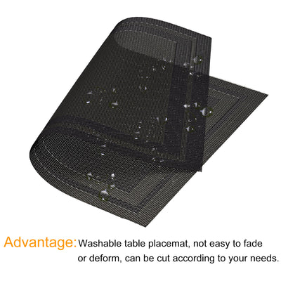 Harfington Uxcell Place Mats, 450x300mm Table Mats Set of 2 PVC Washable Woven Placemat Dark Gray