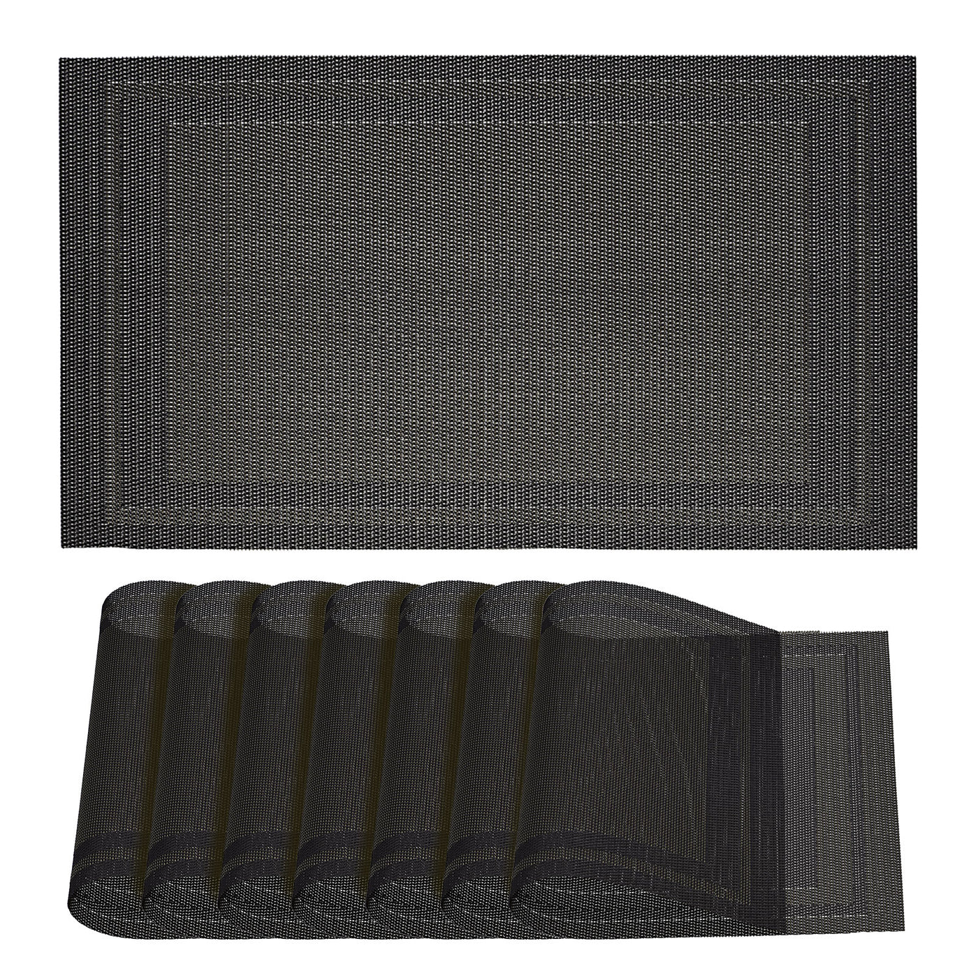 uxcell Uxcell Place Mats, 450x300mm Table Mats Set of 8 PVC Washable Woven Placemat Dark Gray