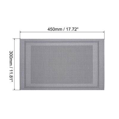 Harfington Uxcell Place Mats 450x300mm Table Mats Set of 6 PVC Washable Woven Placemat Silver Tone