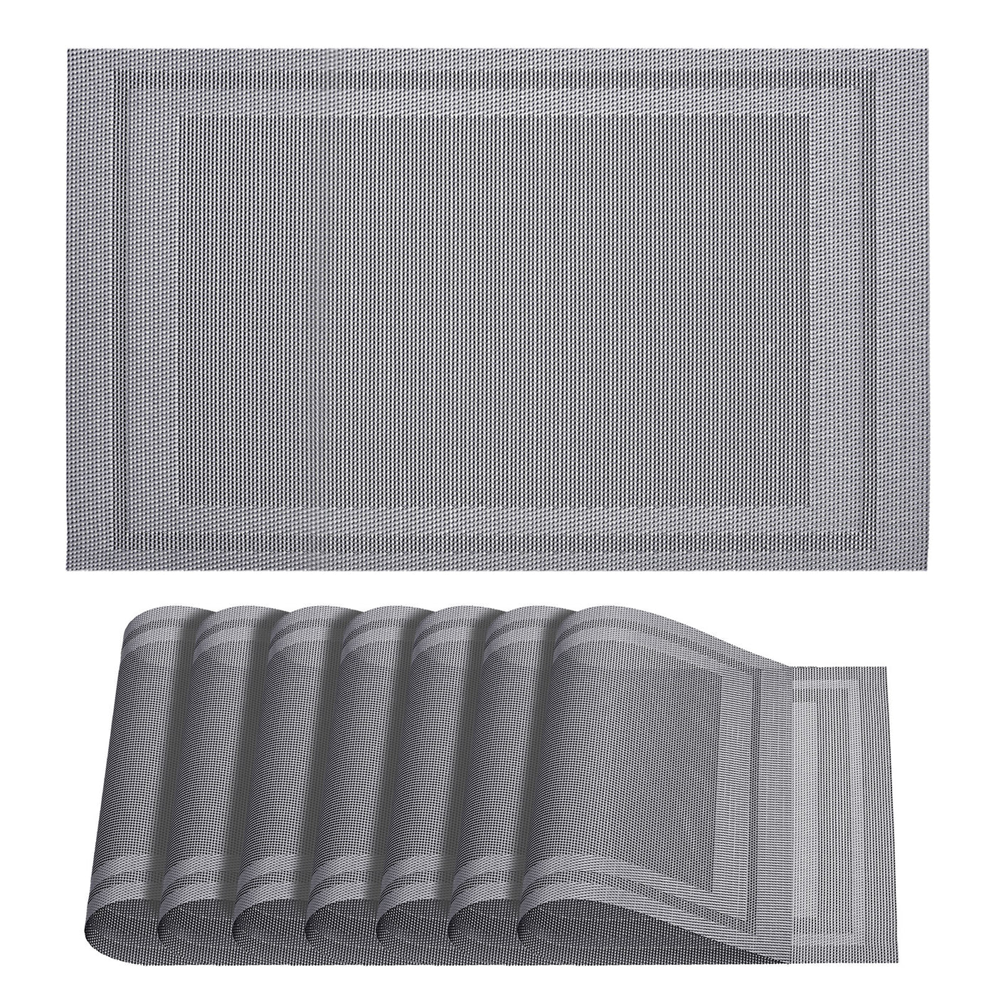 uxcell Uxcell Place Mats 450x300mm Table Mats Set of 8 PVC Washable Woven Placemat Silver Tone