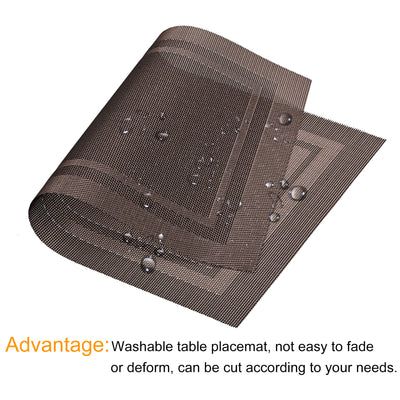 Harfington Uxcell Place Mats, 450x300mm Table Mats Set of 6 PVC Washable Woven Placemat Coffee