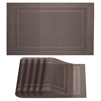 Harfington Uxcell Place Mats, 450x300mm Table Mats Set of 6 PVC Washable Woven Placemat Coffee