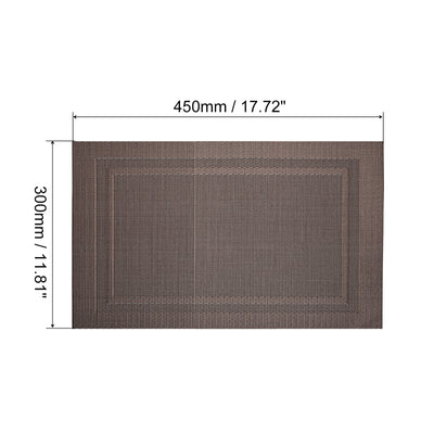 Harfington Uxcell Place Mats, 450x300mm Table Mats Set of 8 PVC Washable Woven Placemat Coffee