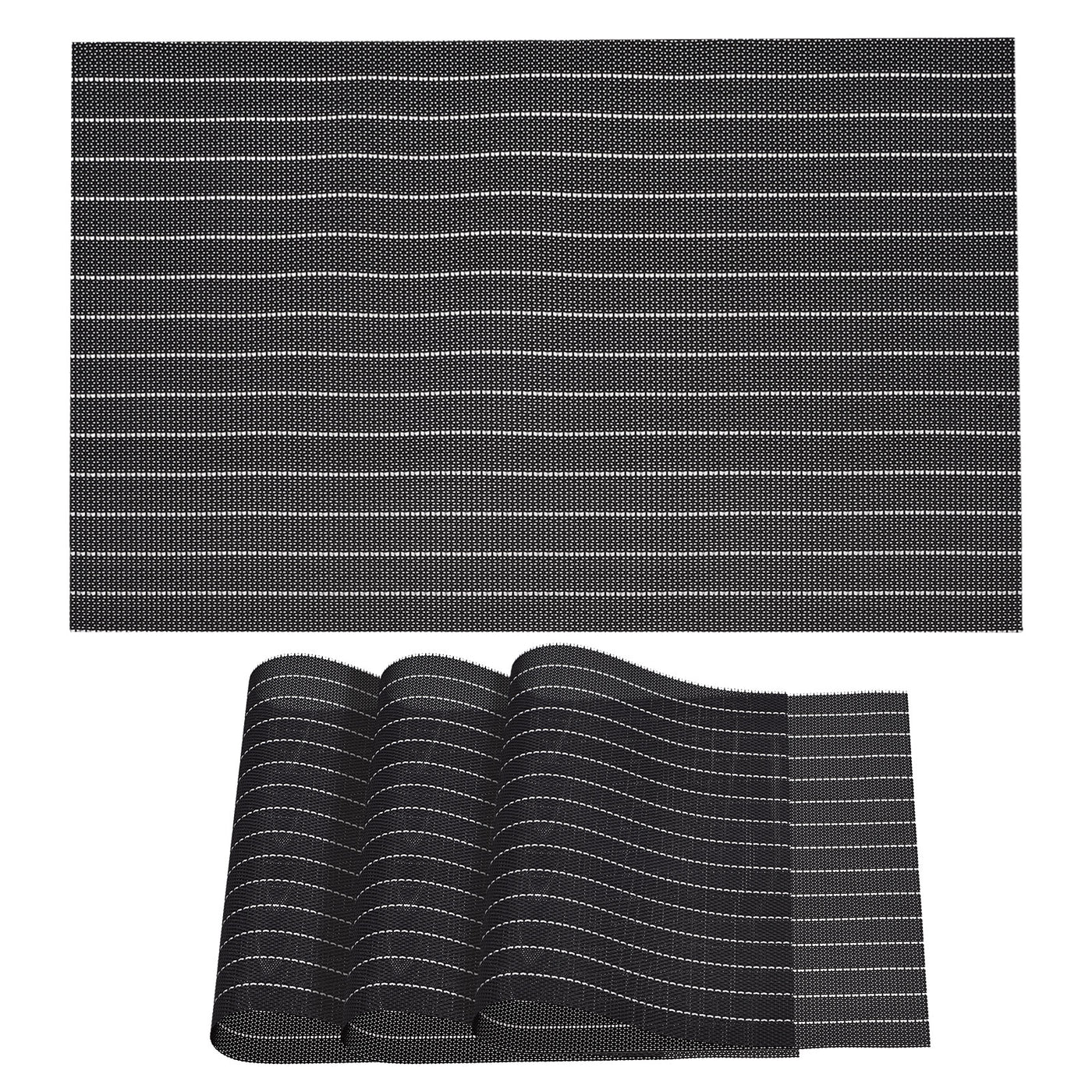 uxcell Uxcell Place Mats, 450x300mm Table Mats Set of 4 PVC Washable Woven Placemat Black