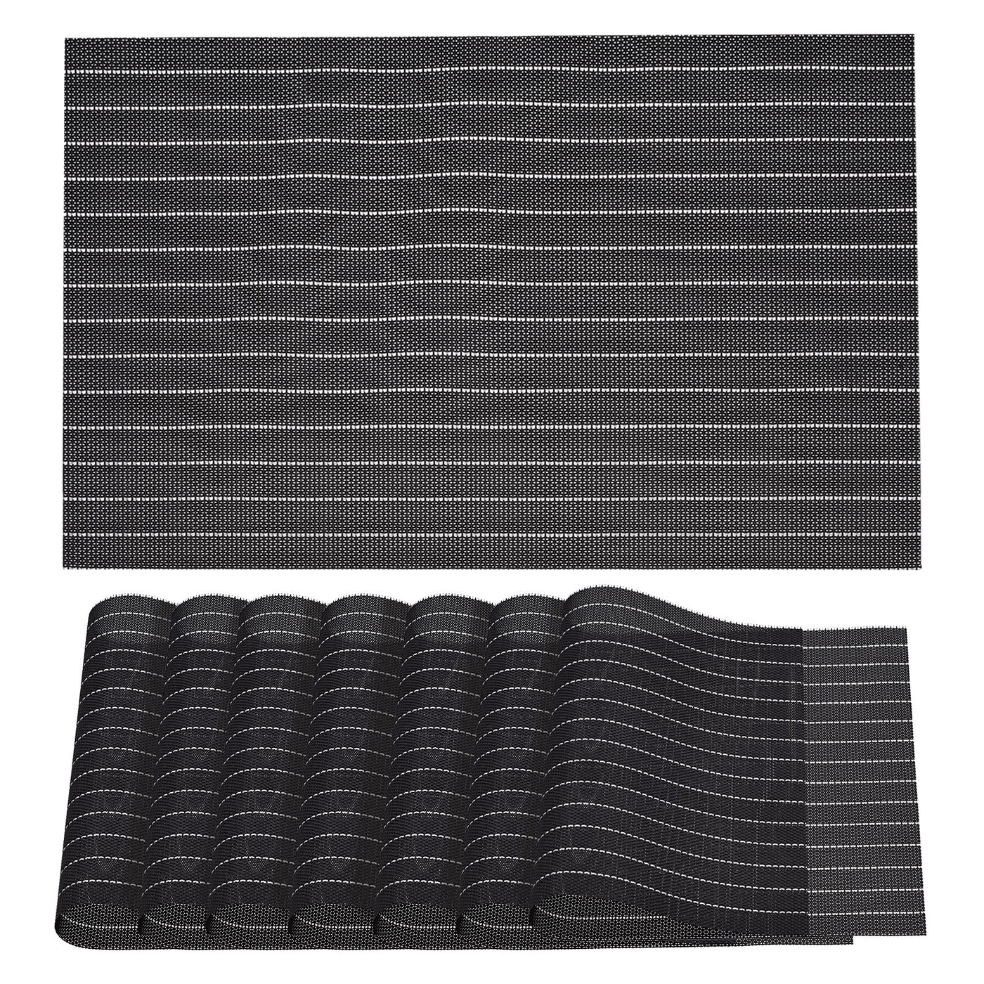 uxcell Uxcell Place Mats, 450x300mm Table Mats Set of 8 PVC Washable Woven Placemat Black