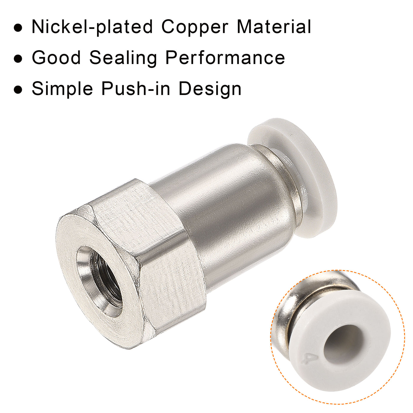 Harfington Push to Connect Fittings Female Thread Fit Tube OD Nickel-plated Copper Straight Union Fitting