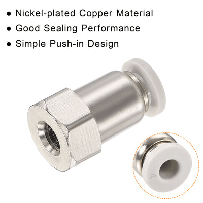 Harfington Push to Connect Fittings Female Thread Fit Tube OD Nickel-plated Copper Straight Union Fitting