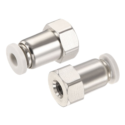 Harfington Push to Connect Fittings M5 Female Thread Fit 4mm Tube OD Nickel-plated Copper Straight Union Fitting, Pack of 2