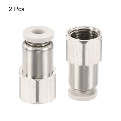 Harfington Push to Connect Fittings Female Thread Fit Tube OD Nickel-plated Copper Union Fitting