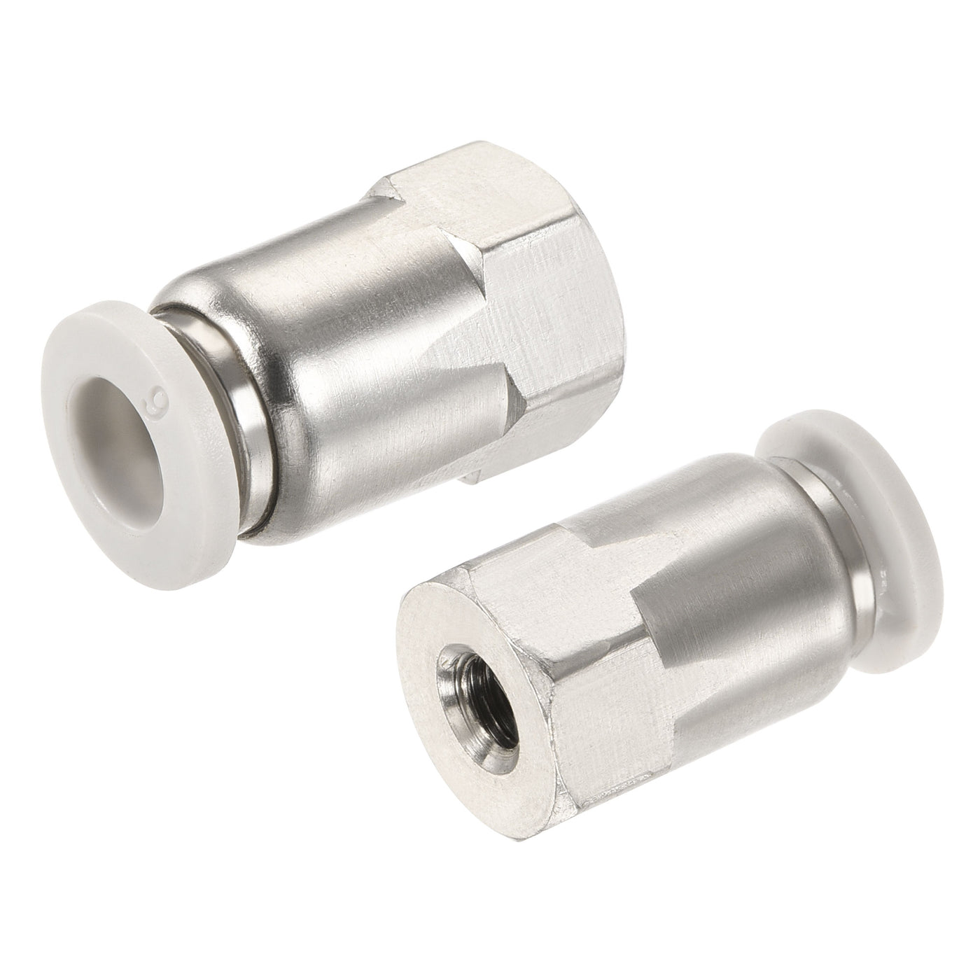 Harfington Push to Connect Fittings M5 Female Thread Fit 6mm Tube OD Nickel-plated Copper Straight Union Fitting, Pack of 2