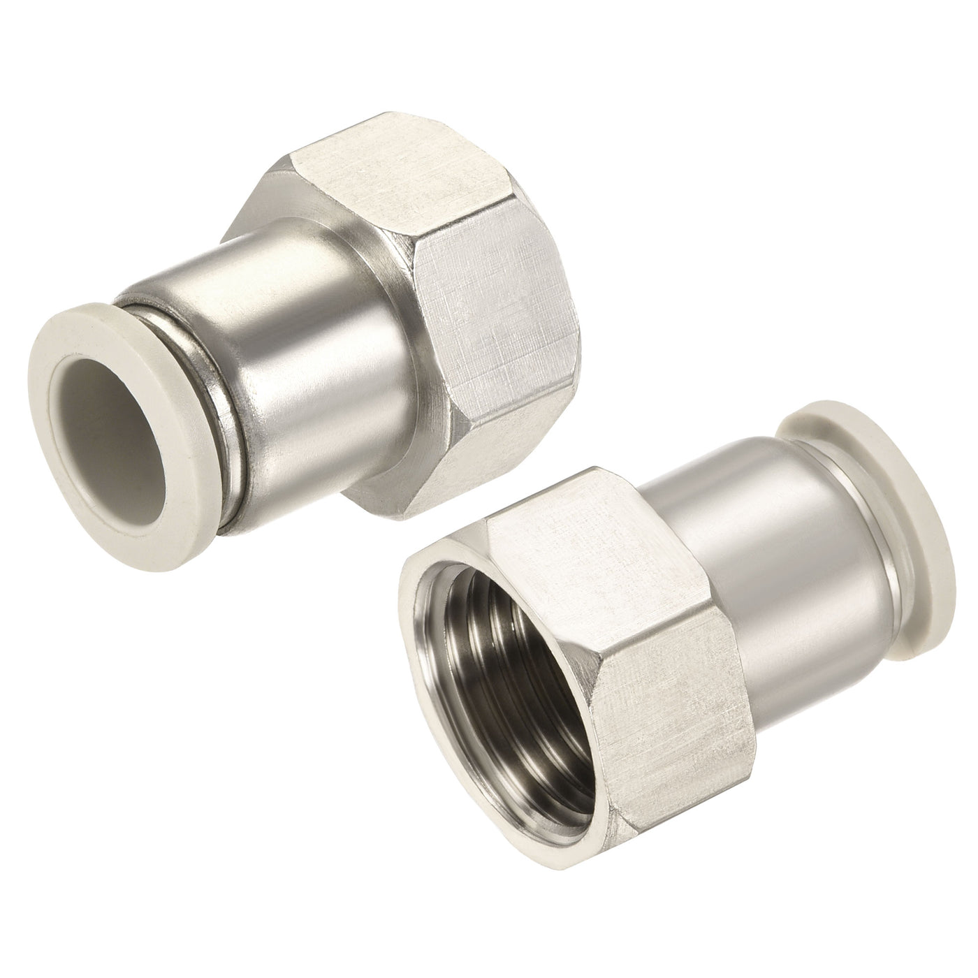 Harfington Push to Connect Fittings 1/2PT Female Thread Fit 12mm Tube OD Nickel-plated Copper Straight Union Fitting, Pack of 2