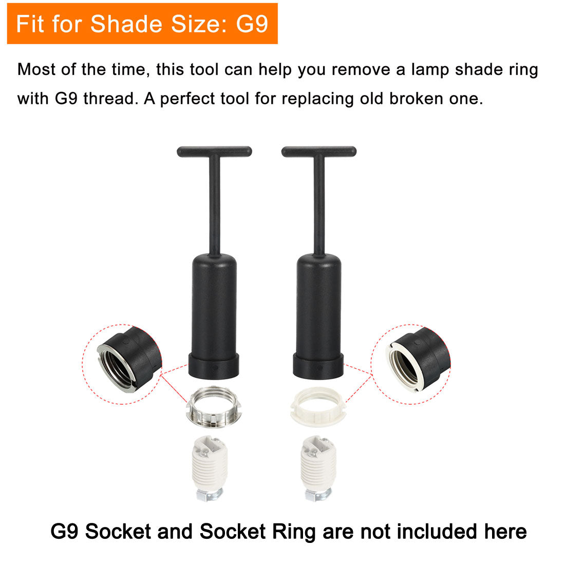 Harfington G9 Socket Ring Removal Tool Light Replacing Accessories, Black PVC, Pack of 2