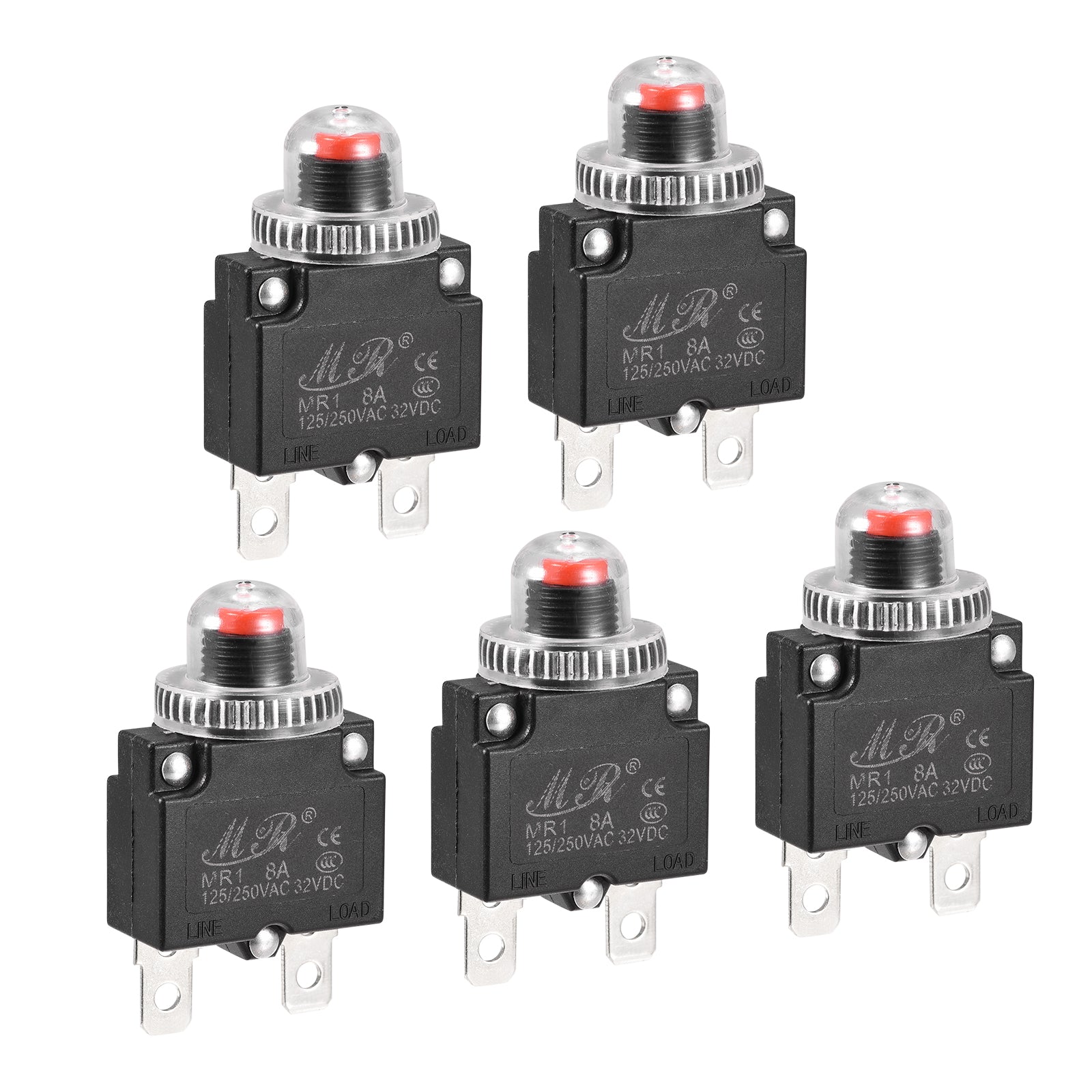 Circuit Overload Protector 9A AC125/250V DC32V Push Button Thermal Circuit Breaker 3pcs