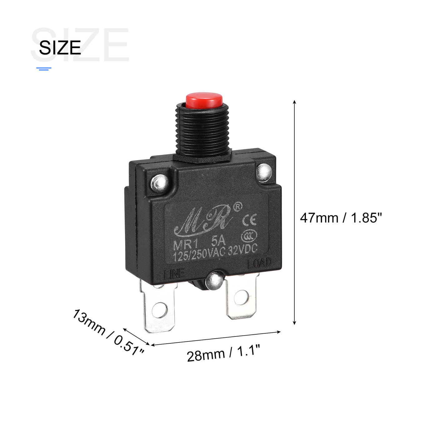 Harfington Circuit Overload Protector 5A/10A/15A/20A/30A AC125/250V DC32V Push Button Thermal Circuit Breaker for Air Compressor