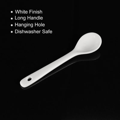 Harfington Ceramic Spoons 5.1" White Spoon for Home Kitchen Restaurant 8 Pcs