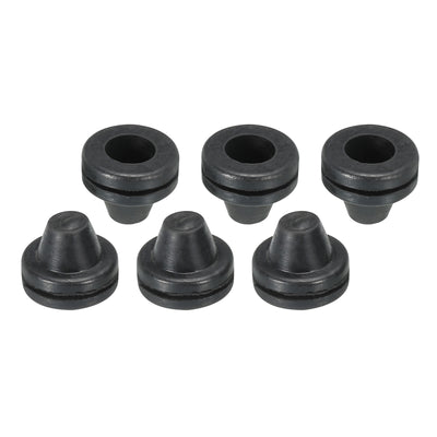 Harfington Tower-Shaped Rubber Grommets ID 0.35" OD 0.75" 6Pcs Black for Firewall Hole Plugs, Wire Protection