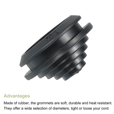 Harfington Rubber Grommets ID 0.67" OD 1.1" Tower-Shaped Black for Wire Protection 6Pcs