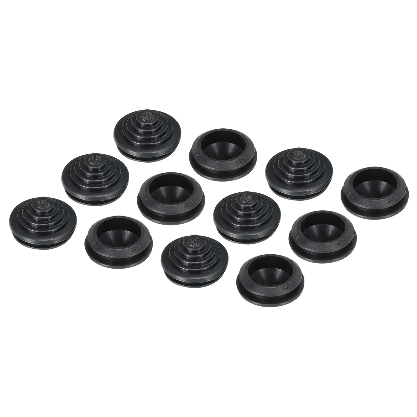 Harfington Rubber Grommets ID 0.67" OD 1.1" Tower-Shaped Black for Wire Protection 6Pcs