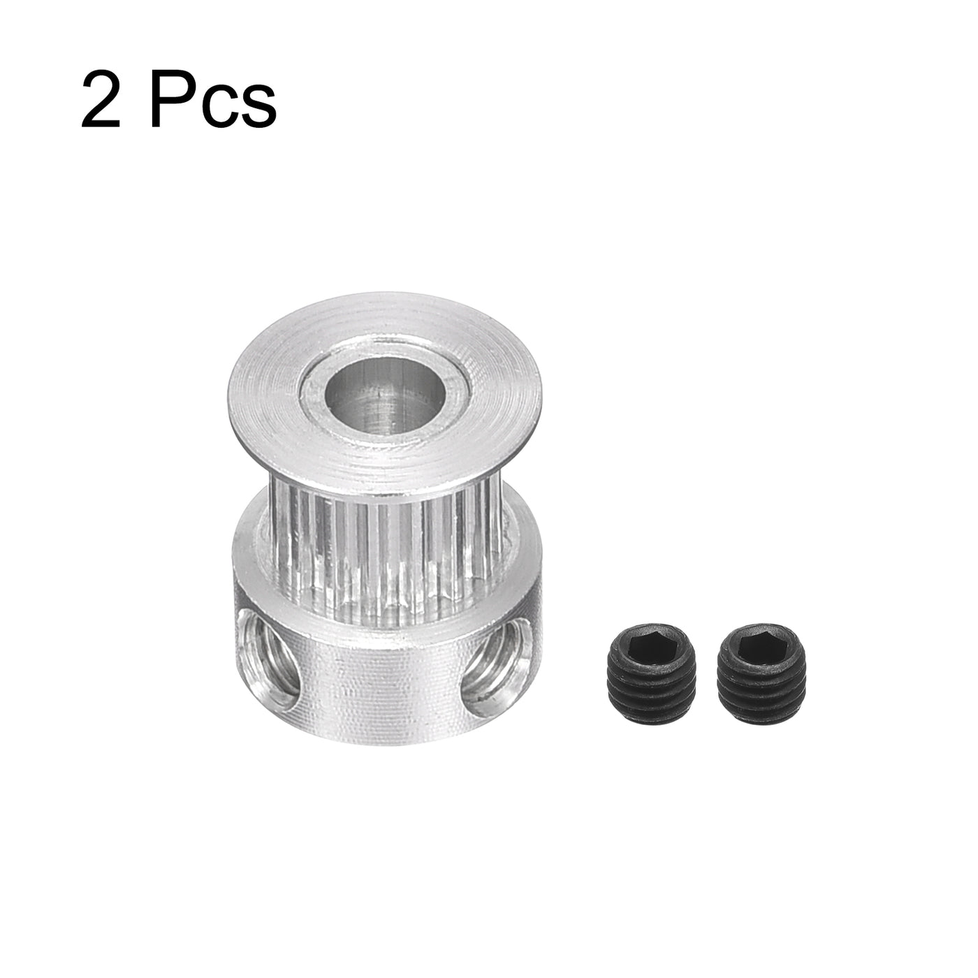 Harfington 16 Teeth 5mm Bore Timing Pulley, Aluminium Synchronous Wheel Silver for 3D Printer Belt, CNC Machine, Pack of 2