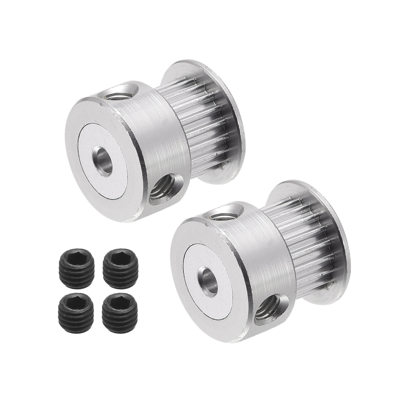 Harfington 20 Teeth 3mm Bore Timing Pulley, Aluminium Synchronous Wheel Silver for 3D Printer Belt, CNC Machine, Pack of 2