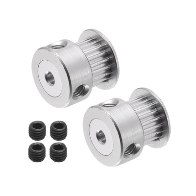 Harfington 20 Teeth 3mm Bore Timing Pulley, Aluminium Synchronous Wheel Silver for 3D Printer Belt, CNC Machine, Pack of 5