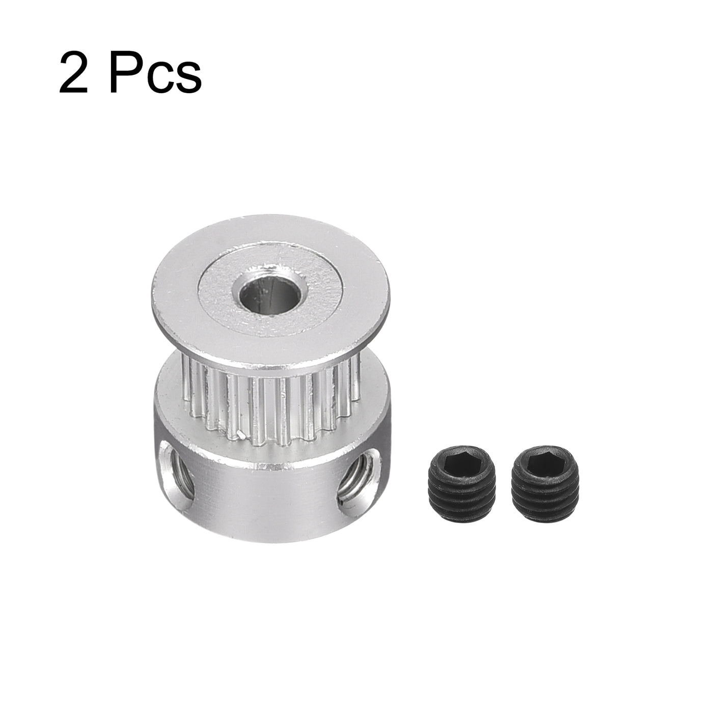 Harfington 20 Teeth 4mm Bore Timing Pulley, Aluminium Synchronous Wheel Silver for 3D Printer Belt, CNC Machine, Pack of 2