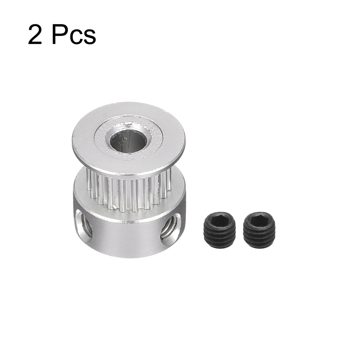 Harfington 20 Teeth 5mm Bore Timing Pulley, Aluminium Synchronous Wheel Silver for 3D Printer Belt, CNC Machine, Pack of 2