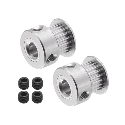 Harfington 20 Teeth 6mm Bore Timing Pulley, Aluminium Synchronous Wheel Silver for 3D Printer Belt, CNC Machine, Pack of 5