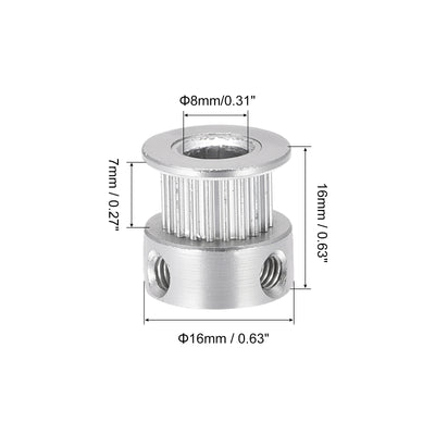 Harfington 20 Teeth 8mm Bore Timing Pulley, Aluminium Synchronous Wheel Silver for 3D Printer Belt, CNC Machine, Pack of 5